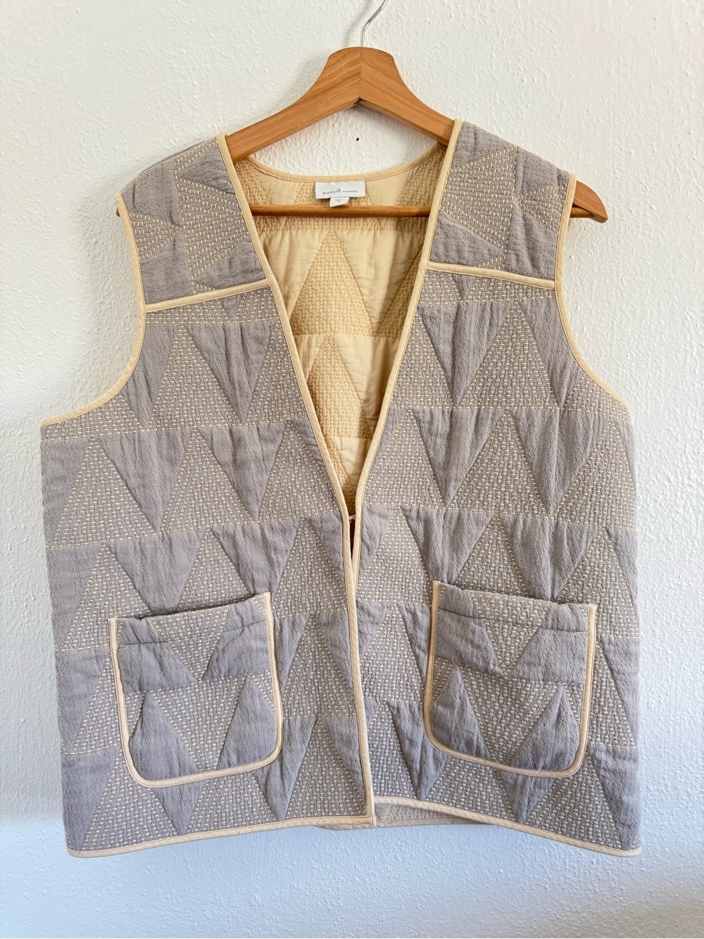 J Jill cotton/linen blendQuilted Triangle Patchwork Vest